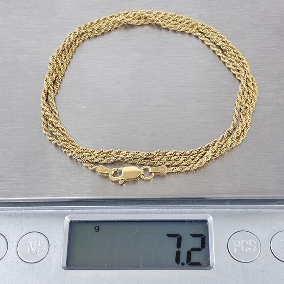 Gold-Tone Rope Chain | Sterling Silver 925 Necklace 30" - Picture 3 of 7